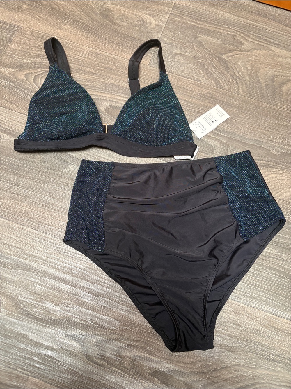 High-Waist Black Bikini Set w/ Cover Up